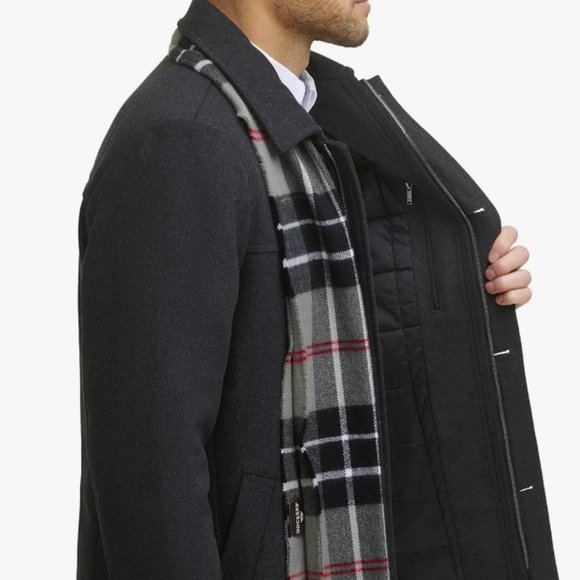NEW Dockers Mens Weston Wool Blend Scarf Coat VERY SHARP Charcoal 3XL - Picture 2 of 4